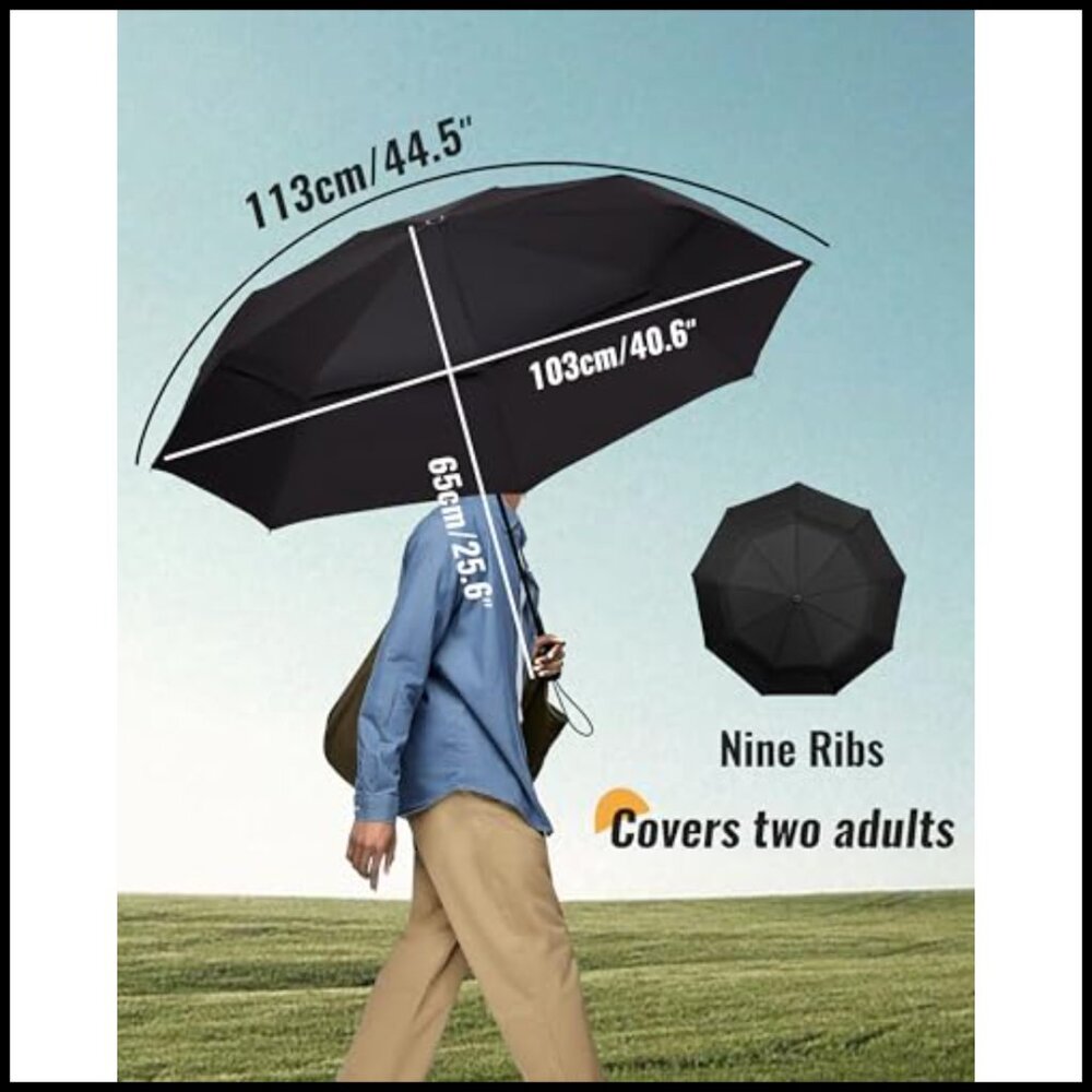 Compact Automatic Umbrella Windproof Portable Tra… - image 3